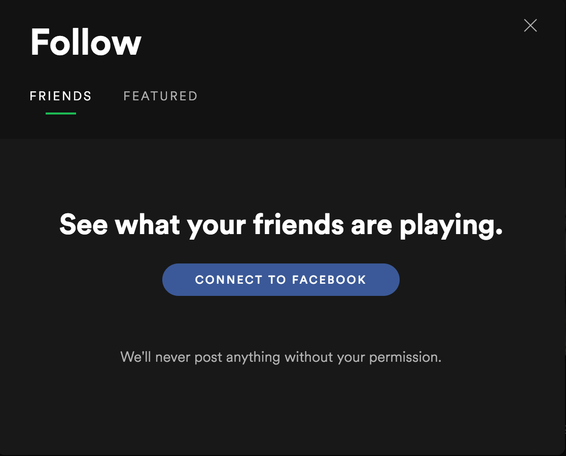 Spotify directs me to FB so I can potentially give access